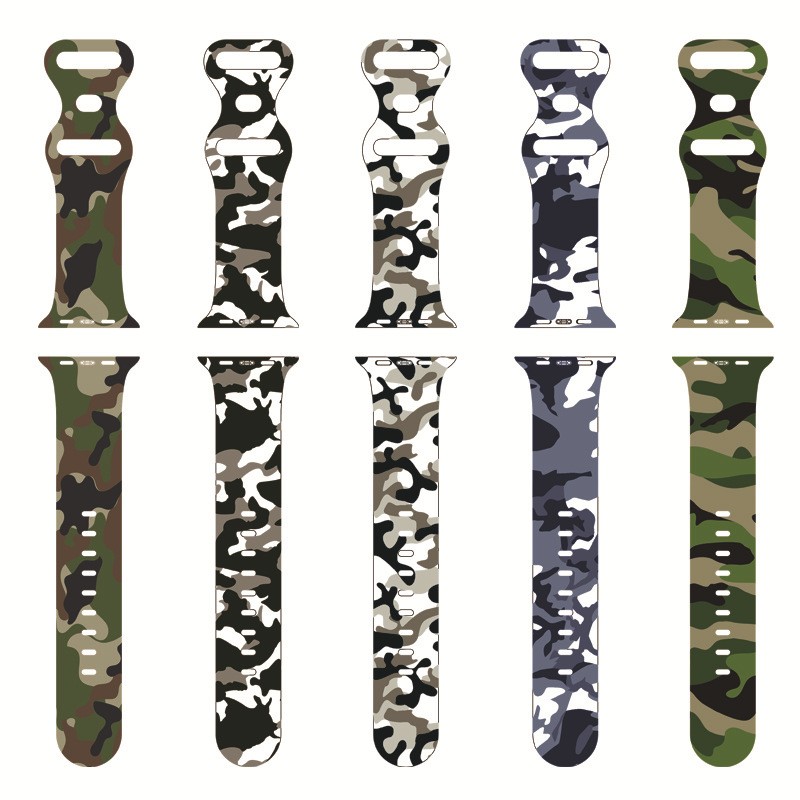 Camouflage series strap for Apple watch band 44mm 40mm 45mm 41mm 38mm 42mm korea silicone smartwatch iWatch serie 7 3 4 5 6 SE