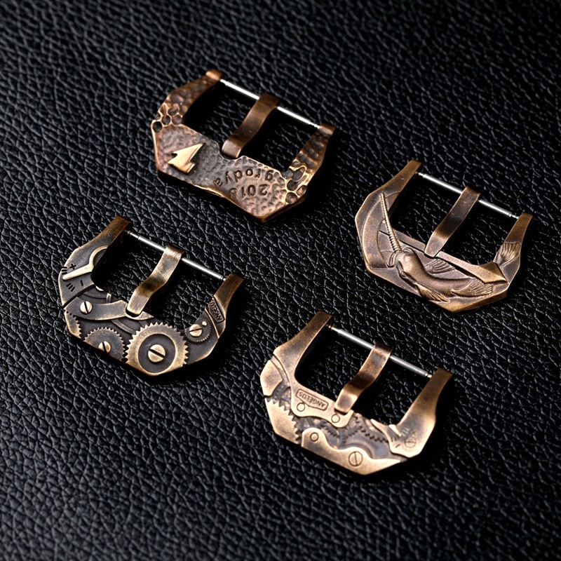 Handmade bronze buckle mechanical style 20 22 24 26mm bronze watch strap accessories, belt buckle