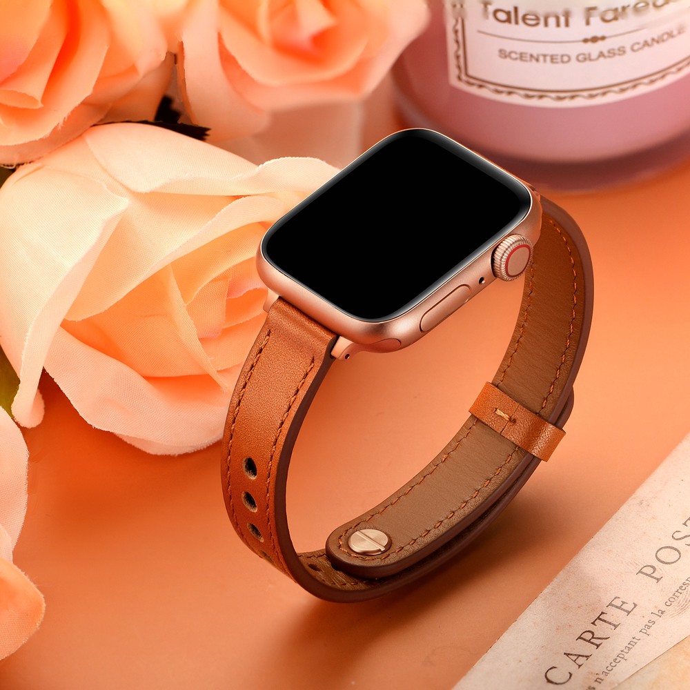 Slim Leather Watch Strap for Apple Watch Series Band 7 6 4 5 3 SE Bracelet for iWatch 41mm 45mm 38mm 42mm 40mm 44mm Wristbands