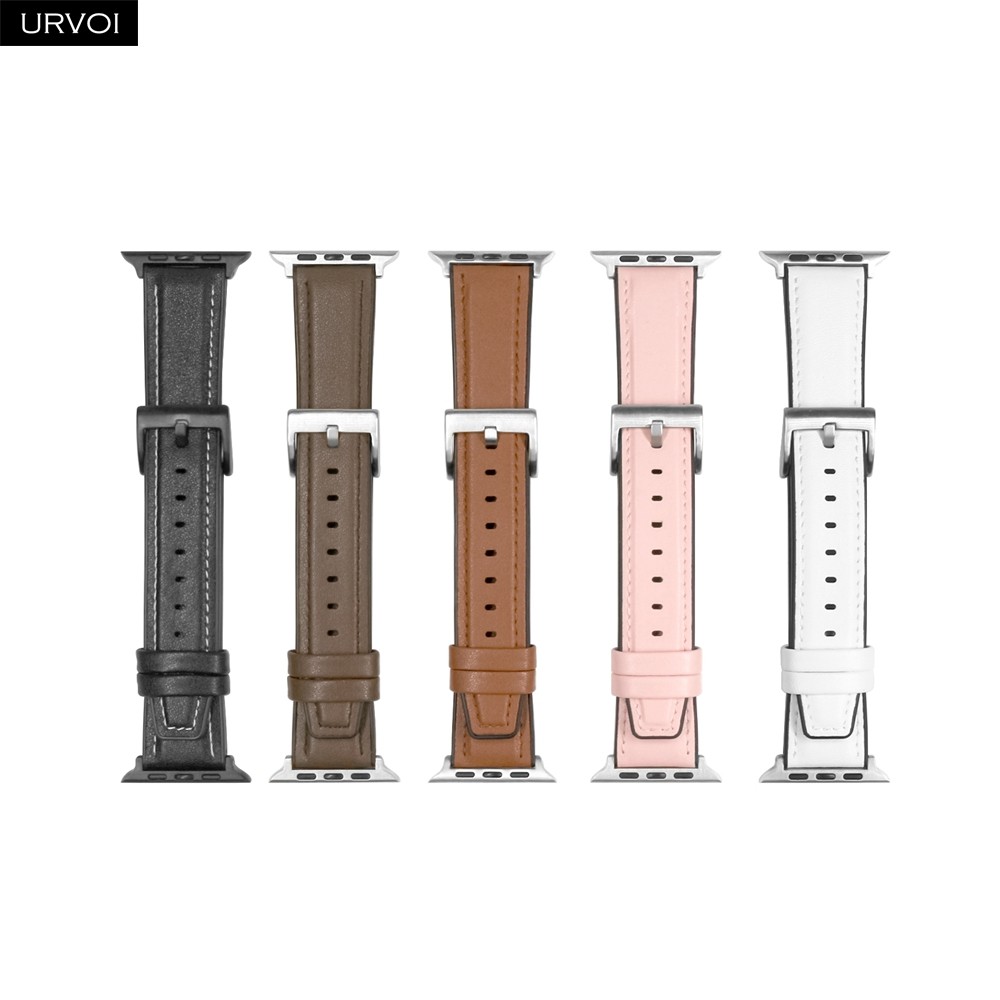 URVOI Leather Strap for Apple Watch Series 7 6 SE 5 4 3 Feel Comfortable Soft Touch Pin Buckle Suitable for iWatch 40 41 44 45mm