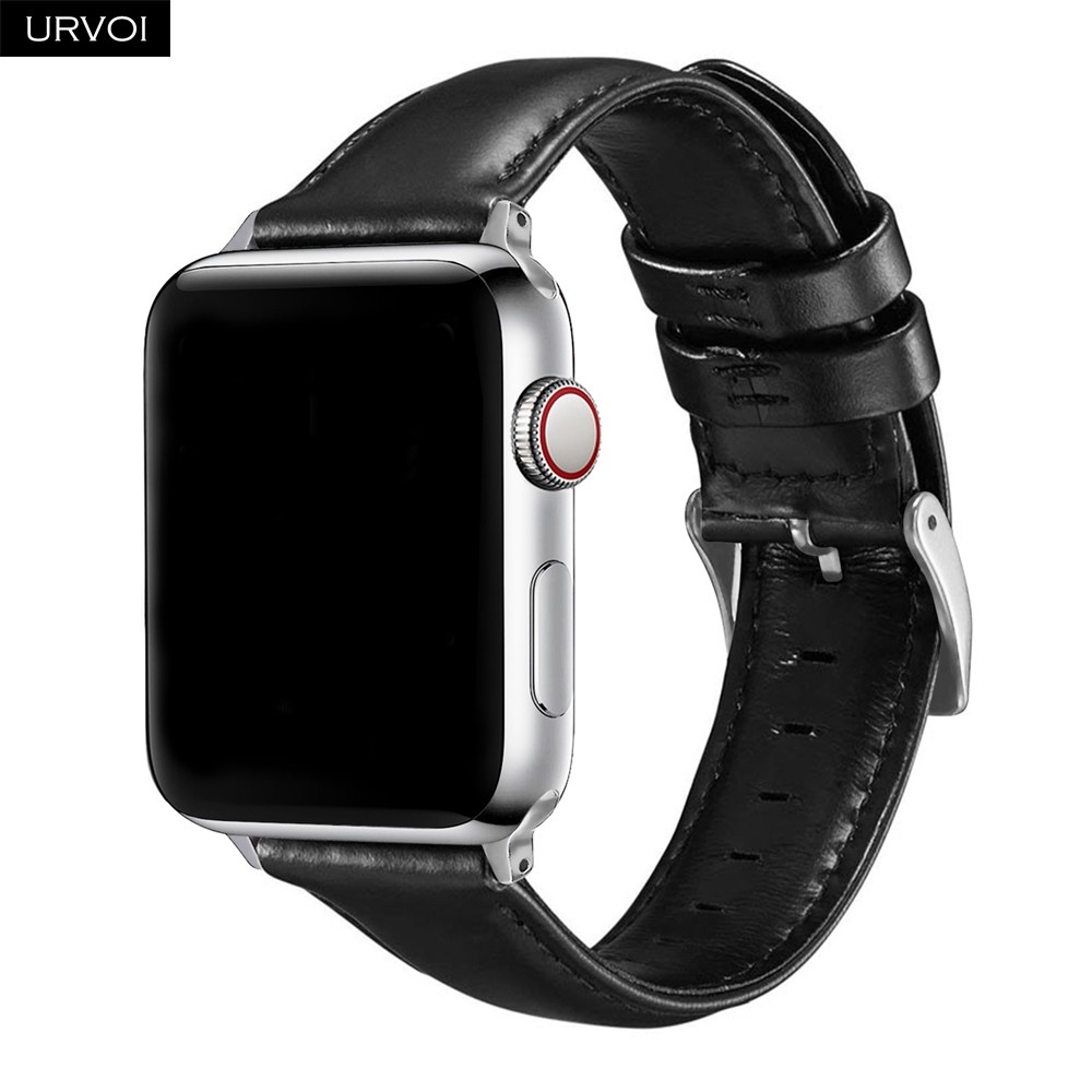 URVOI حزام ل أبل سلسلة ساعة 7 6 SE 5 4 3 2 حزام من الجلد ل iwatch حقيقية الطبقة العليا الكلاسيكية مشبك الذراع الفرقة المعصم حزام