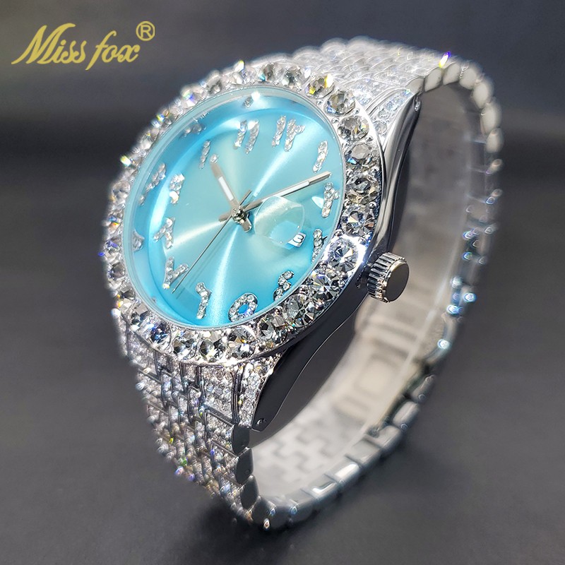 Relogio Masculino Luxury Original Diamond Watch for Male Unique Blue Dial Couple Watches Calendar Waterproof Quartz Watches