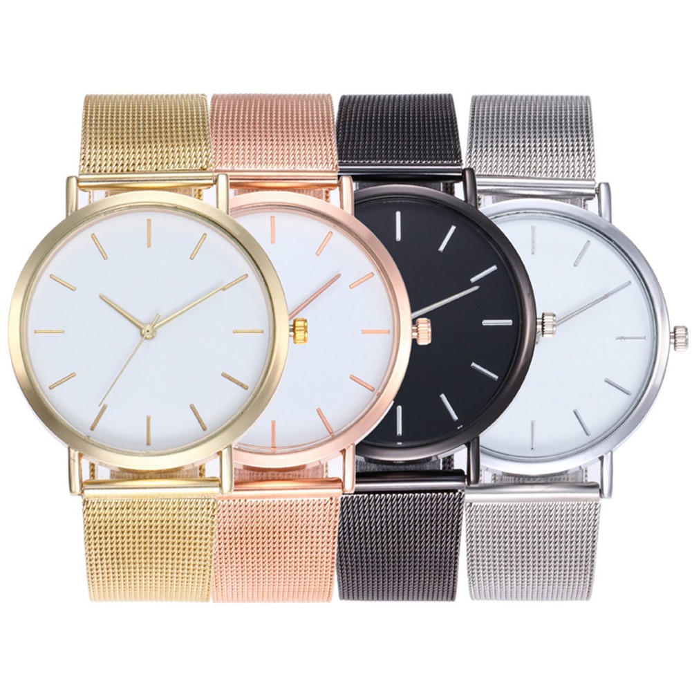 Women Wrist Clock Watch Casual Wrist Watch Quartz Ladies Stainless Steel Strap Mesh