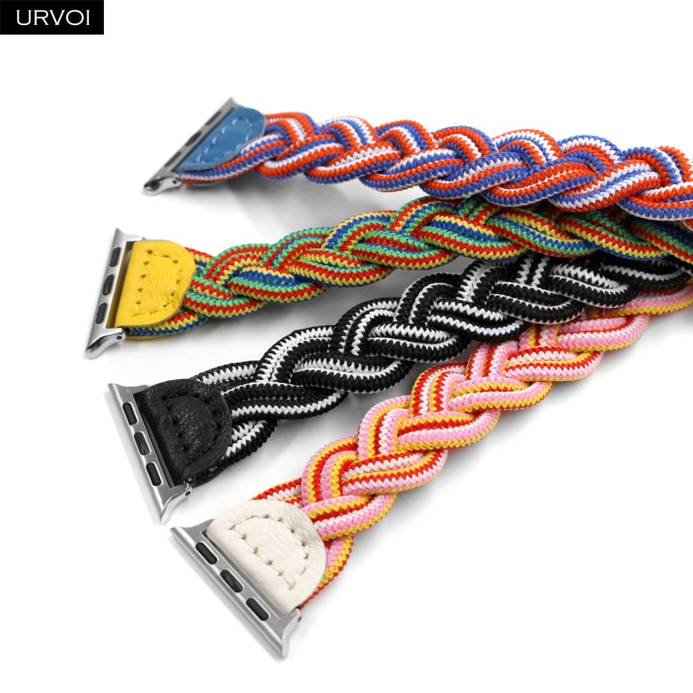 URVOI Braided Band for Apple Watch Series 7 6 SE 5 4 321 Woven Nylon Strap for iWatch Stretchable Replacement Classy Design 40mm