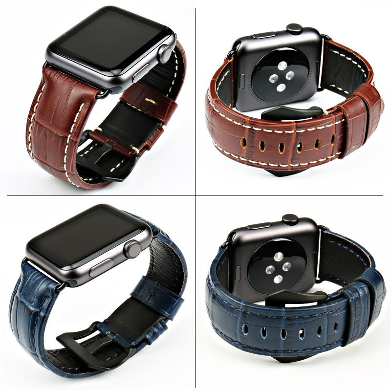 MAIKES Watchbands Genuine Cow Leather Watch Strap for Apple Watch Band 44mm 38mm Series 6/5/4 Iwatch 7 45mm 41mm Watchband