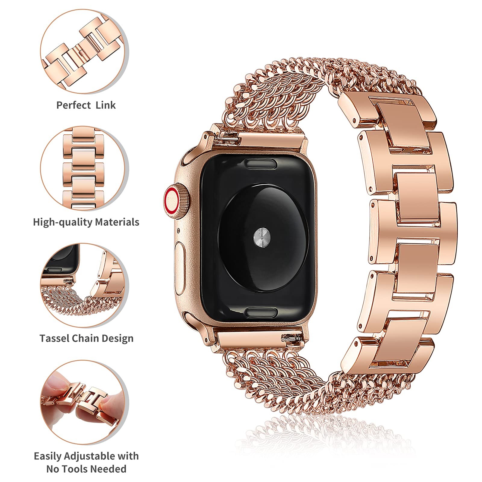 case + dress bracelet for apple watch band 40mm 41mm 38mm 45mm 44mm 42mm 38mm metal strap watchband iWatch serie 3 4 5 6 se 7 strap