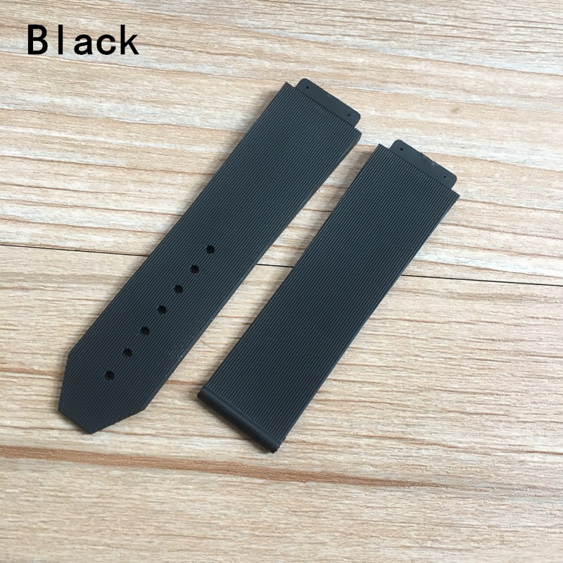 Watch Accessories 25*19mm Black Brown Gray White Blue Silicone Strap Watchband For HB Watch Strap Big Bang Fusion Chain Bracelet