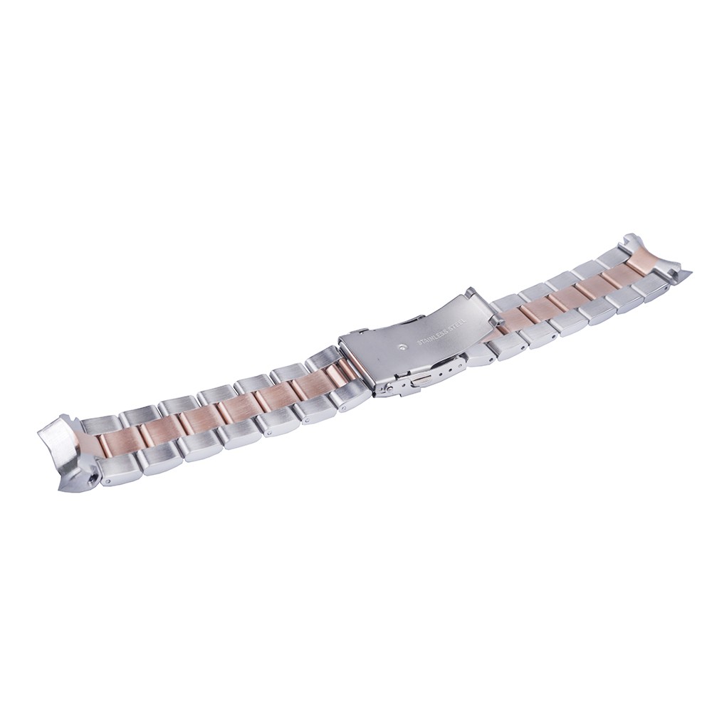 CARLYWET - Metal watch band, 22 mm, medium rose gold, stainless steel, alternative, double push clasp for Seiko