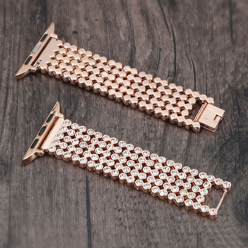 41mm Stainless Steel Diamond Strap for Apple Watch 7 45mm 44mm 42mm Metal Watchband for iwatch 7 6 5 Se Bracelet Wristband 38mm