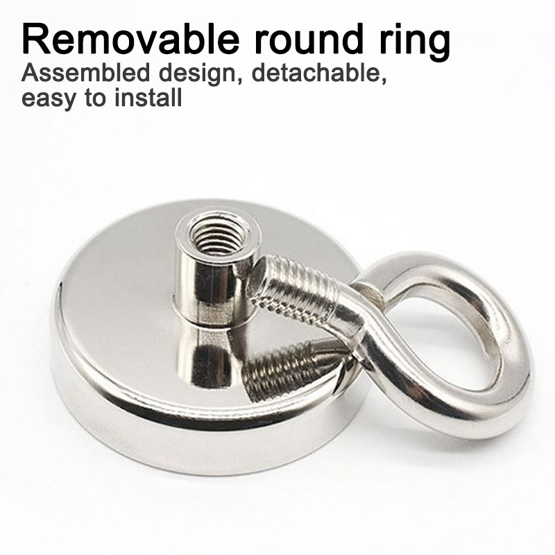 1pc Powerful Neodymium Magnet Fishing Magnet Deep Sea Fishing Magnet with Circular Ring Search Magnetic Hook Magnet Finder