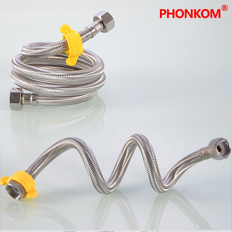 PHONKOM Stainless Steel Braided Hose Inlet Tube DN15 G1/2" Multi Burst Connector Metal Flexible Pipe Bathroom Heater