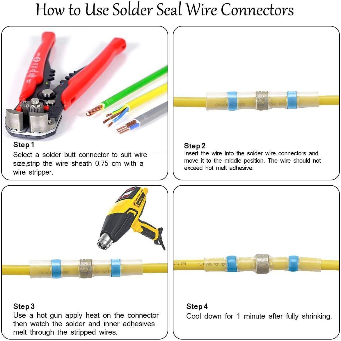 800pcs Insulator Welding Wire Connectors - Heat Shrink Welding Butt Connectors - Welding Connecting Kit - Auto Insulated Waterproof