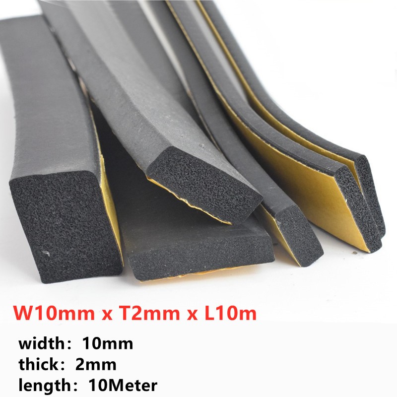 2m-10m Rubber Self Adhesive Sponge Seal Tape EVA Black Foam Strong Single Sided Adhesive Soundproofing Anti-collision Sealing Gasket