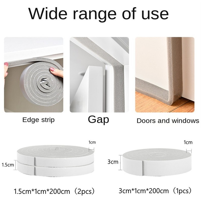 2 لفات باب نافذة شرائط عزل الصوت واقية نافذة الباب رغوة الظهر عازل للضوضاء الشريط المستبعد مانع تسرب الغبار