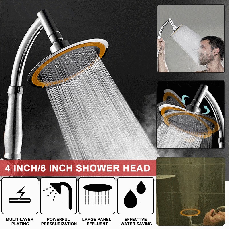 4/6 Inch Adjustable 2 Mode Shower Head Bathroom Handheld Spray Head Home High Pressure Large Rainfall Universal Shower Nozzle