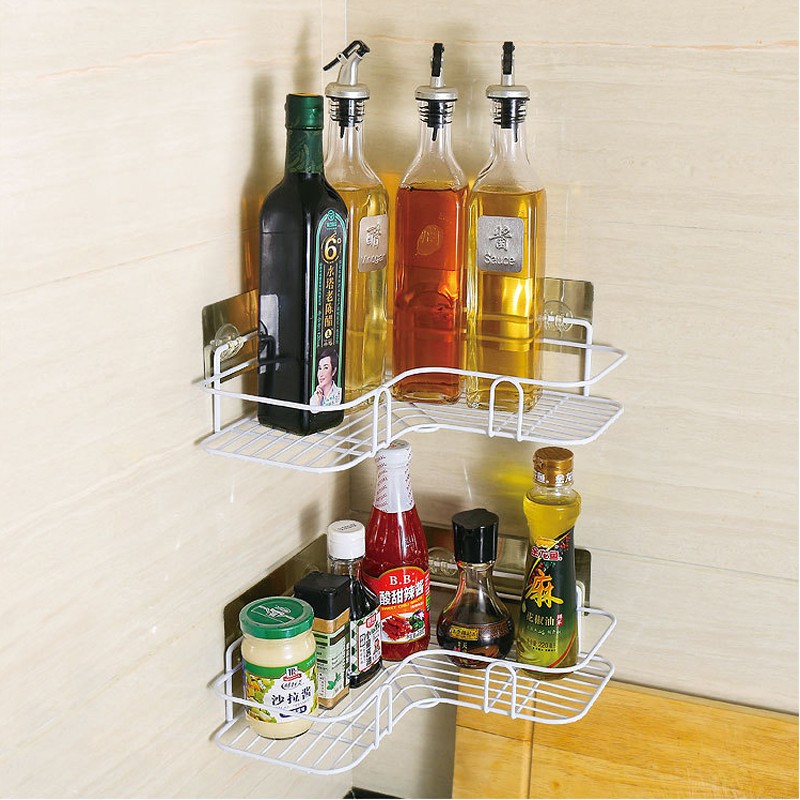 Bathroom Shelf Shower Wall Mount Shampoo Storage Holder With Suction Cup No Drilling Kitchen Storage Bathroom Accessories