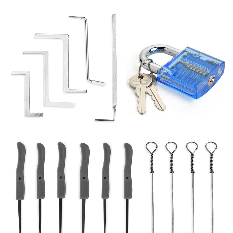 3 in 1 padlock set, 3 in 1 padlock set, clear tool set, clear locks with tool for removing broken keys, tool kit for removing hooks