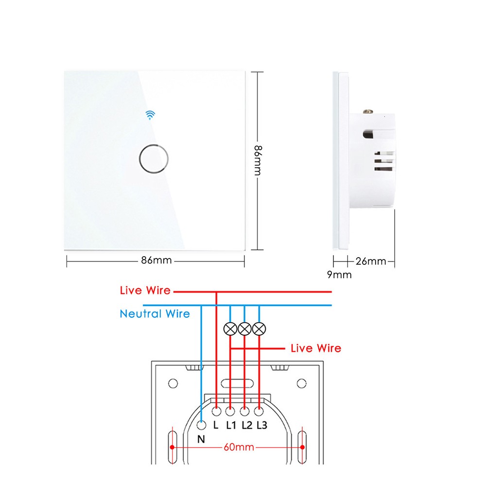 1 قطعة مفتاح اللمس الجدار 1/2/3 عصابة ، الاتحاد الأوروبي نوع WiFi الذكية الزجاج لوحة التبديل تويا App التحكم عن بعد ، والعمل مع أليكسا جوجل المنزل