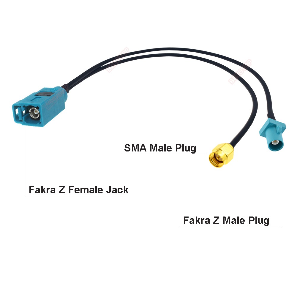 RG174 Splitter Cable Fakra Z Female to Fakra Z Male + SMA Male Plug Y-type Pigtail GPS Antenna Extension Jumper Coaxial Cable