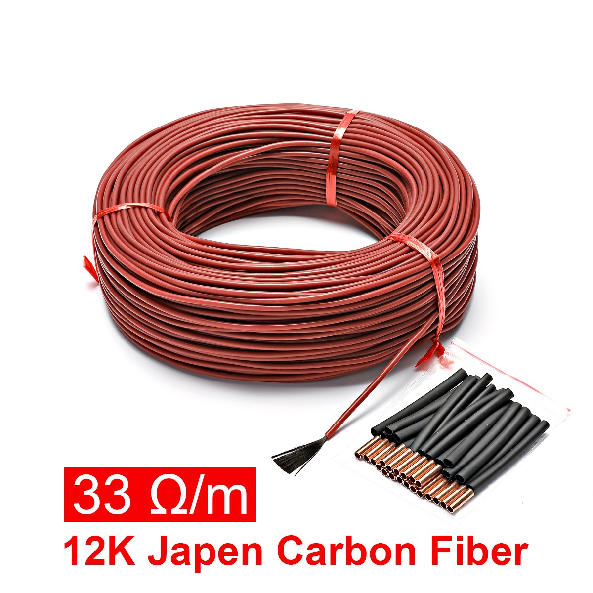 Carbon Fiber Heating Wire 10~100m Heating Cable 12K 33 Ohm/m