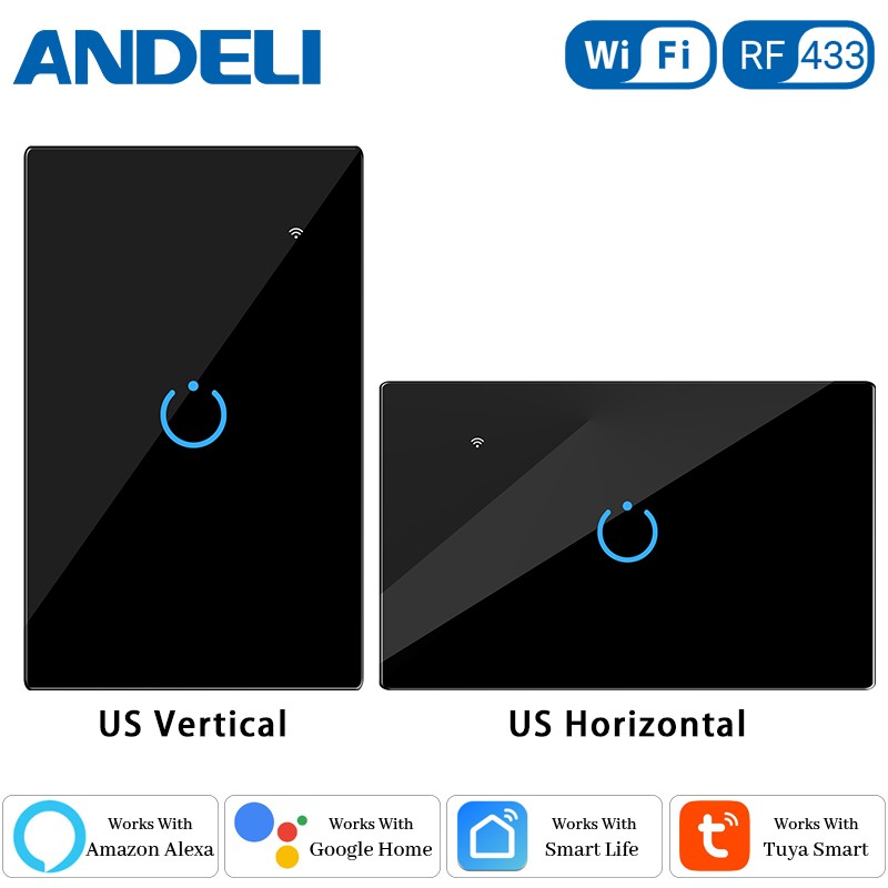 1/2/3/4 Gang Smart Light Wall Switch Touch RF433 + WiFi Voice Bluetoo Control by Tuya App and Smart Life Support Alexa Goolge Home