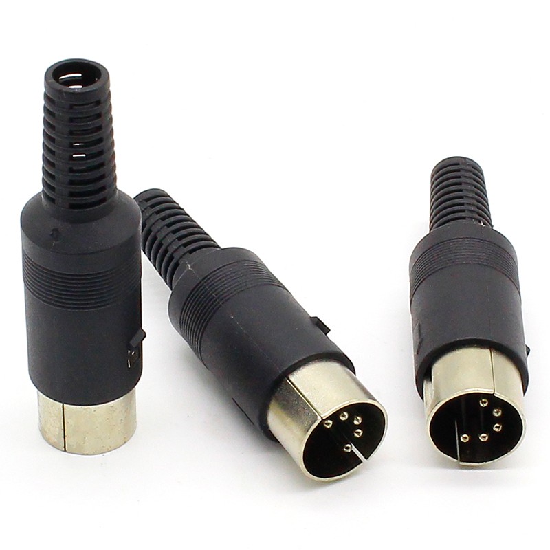 3pcs/lot DIN Male Plug Cable Connector 5 Pin With Plastic Handle