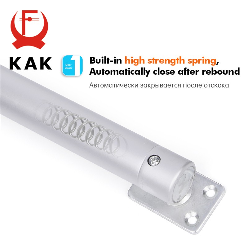 KAK-Automatic Door Closer, Aluminum Alloy, 60KG, Adjustable Gas Spring, 110 Degree, Stop