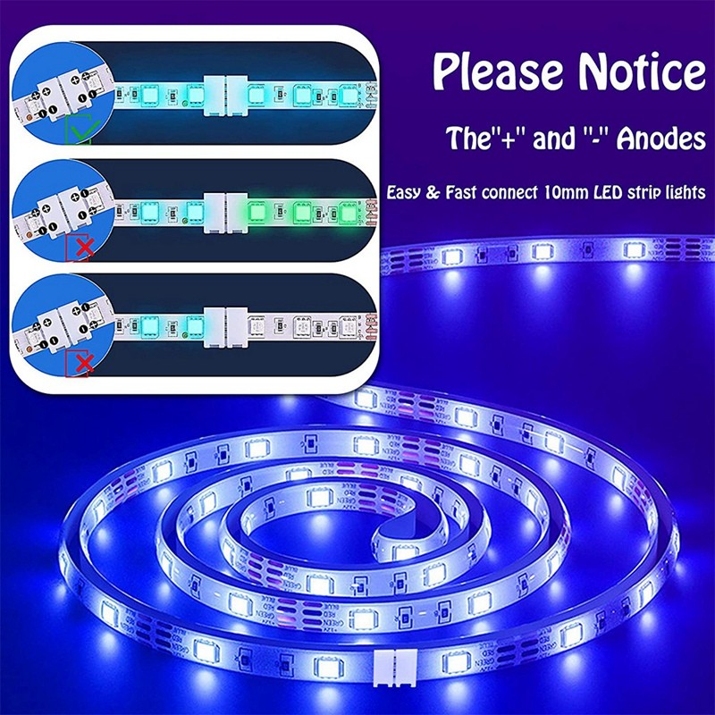 4Pin RGB LED Strip Connector Kit, LED Connectors 10mm Soldering LED Light Strip Connector, L-Connectors, T-Connectors