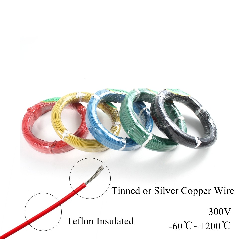 PTFE High Insulation Resistance Wire , Silver Plated Copper Sheathing Wire , 22awg 0.35mm² , 0.35mm²