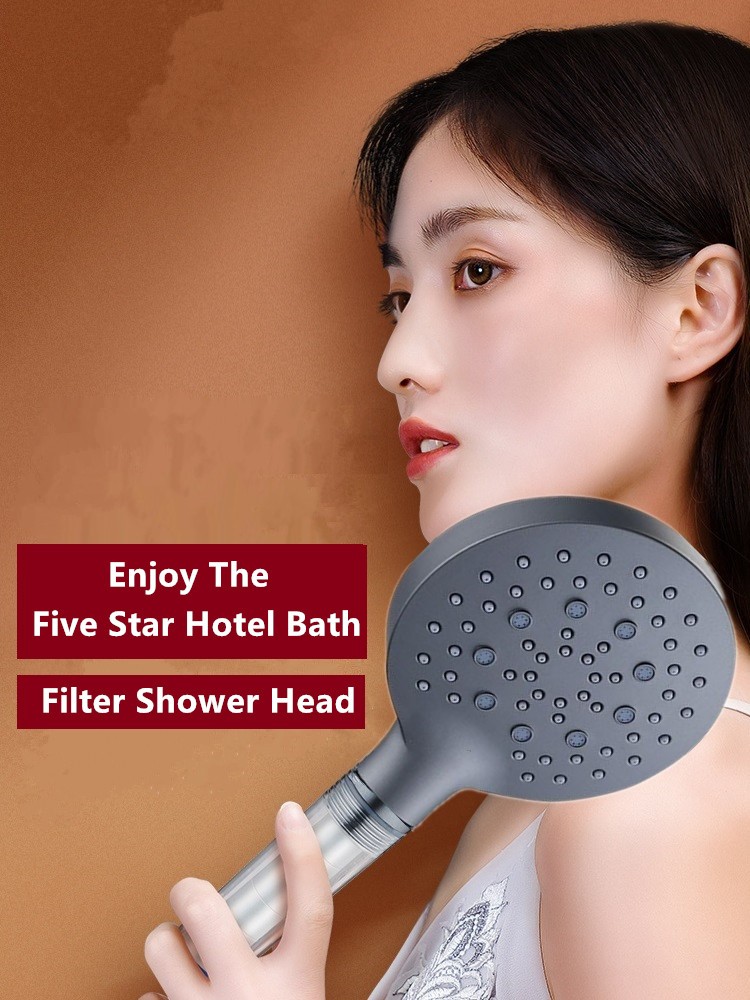 Shower Head Rainfall Bath Water Saving Filter Large Panel 3 Adjustable Gears Black Faucet Nozzles Bathroom Shower Accessories