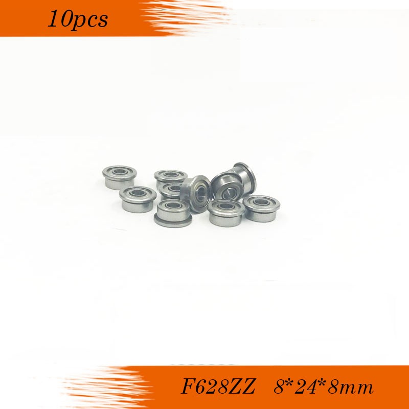 Free Shipping 10pcs F628-2Z F628ZZ F628 zz ABEC-1 P0 Flange Flange Deep Groove Bearing Balls 8x24x8mm for 3D Printer