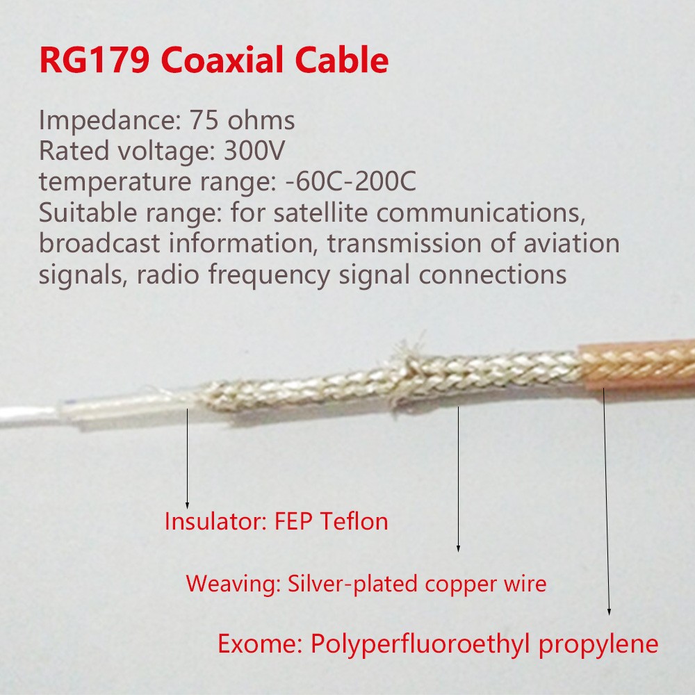 RG179 Cable Connector Wire RG-179 RF Coax Coaxial Cable 75 ohm 10m 20m 30m 50m 100m