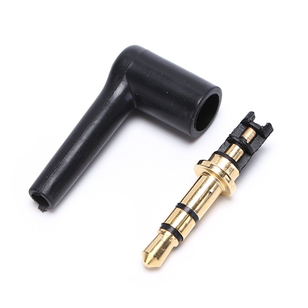 2pcs 3.5mm Stereo Headphone Plug Jack 3 4 Pole 3.5 Gold Plated 90 Degree Black Audio Plugs Jack Adapter Connector