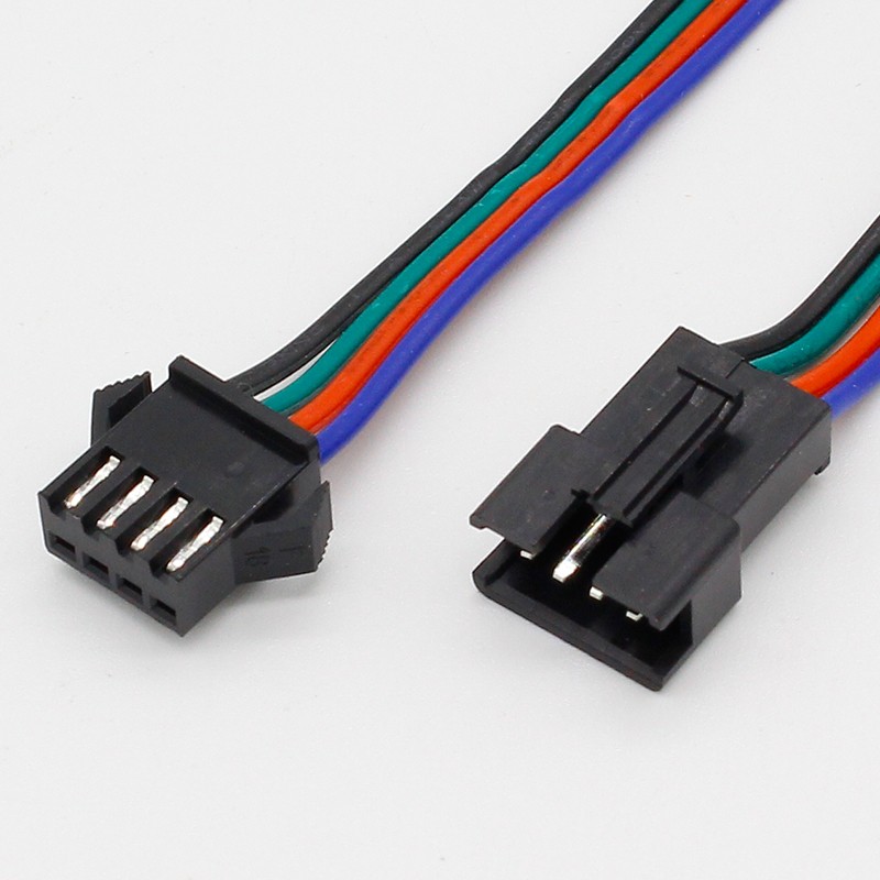 Wholesale 10 pairs 4pin JST Connector Male Female Cable for SMD 5050/3528 RGB Colorful LED Strip Wire WS2801 LPD8806 RGB LED Strip