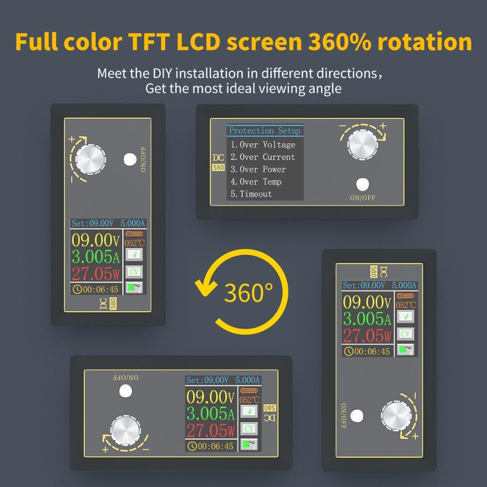 DC DC Potentiometer CC CV Power Module 1.8-32V 5A Adjustable Power Supply Regulatory Voltmeter Ammeter CNC Color Screen 80W