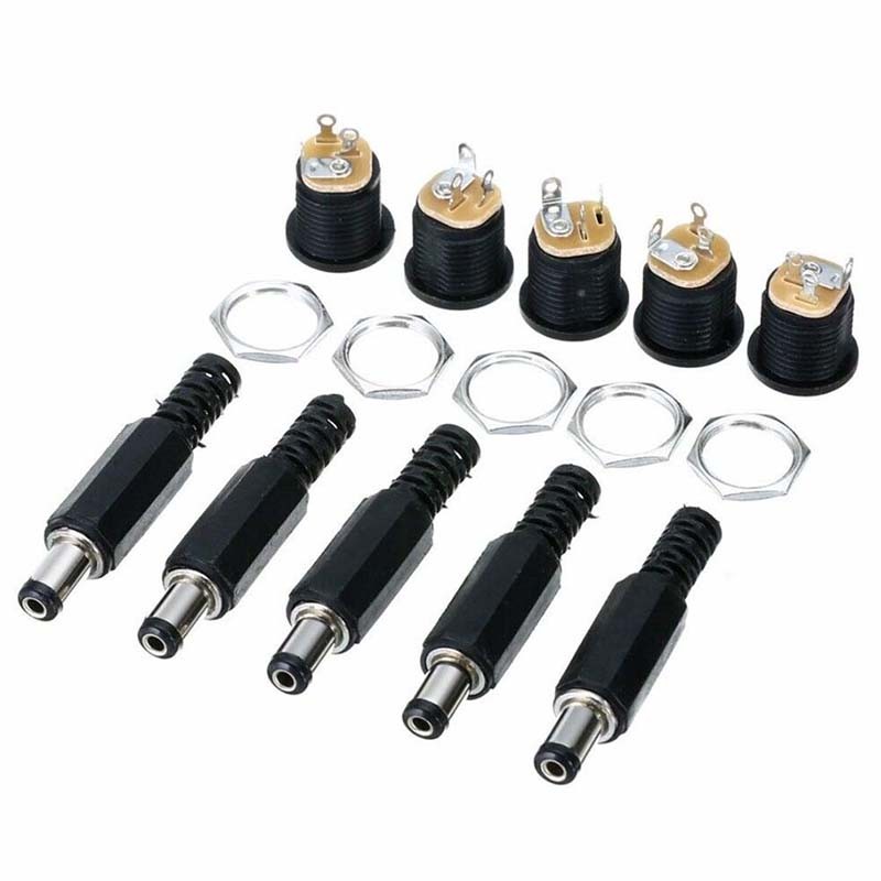 20pcs/lot 12V 3A Plastic Male Plugs Female Socket Panel Mount Jack DC Power Connector Electrical Supplies