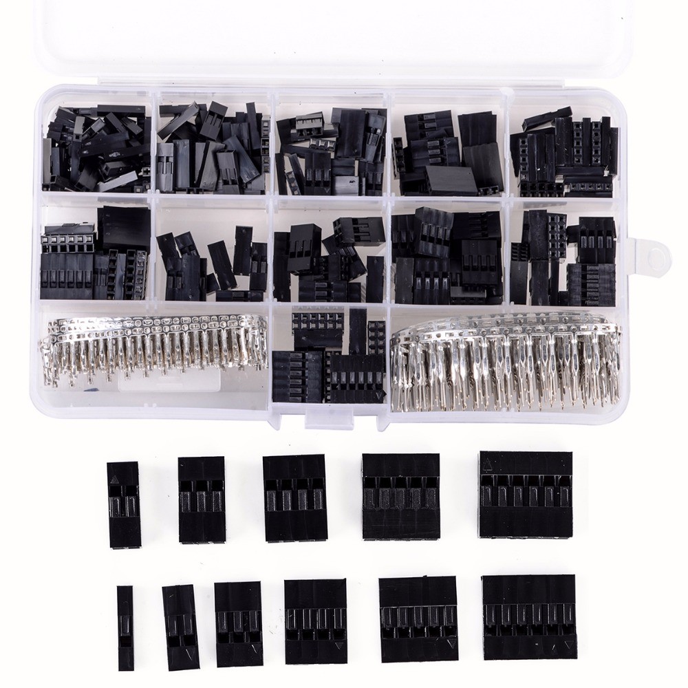 620pcs Dupont Cable Wire Jumper Pin Header Connector Housing Kit + Male Crimp Pins + Female Pin Connector Terminal Pitch with Box