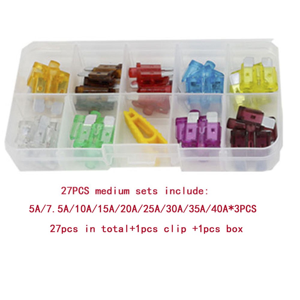 5-40A Auto Fuse For 27pcs Medium/45pcs Small Type With Light In 1 Box Car Fuse 32V Plug In Type