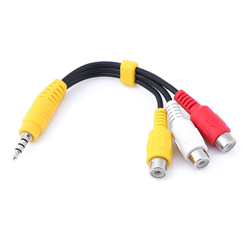 1pc 3.5mm Aux Stereo Male to 3 RCA Female Audio Video AV Adapter Connectors