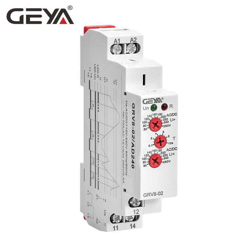 Free Shipping GEYA GRV8-02 Monitor Overvoltage and Undervoltage Protection Relay DC 12V 24V 48V 110V 220V 240V