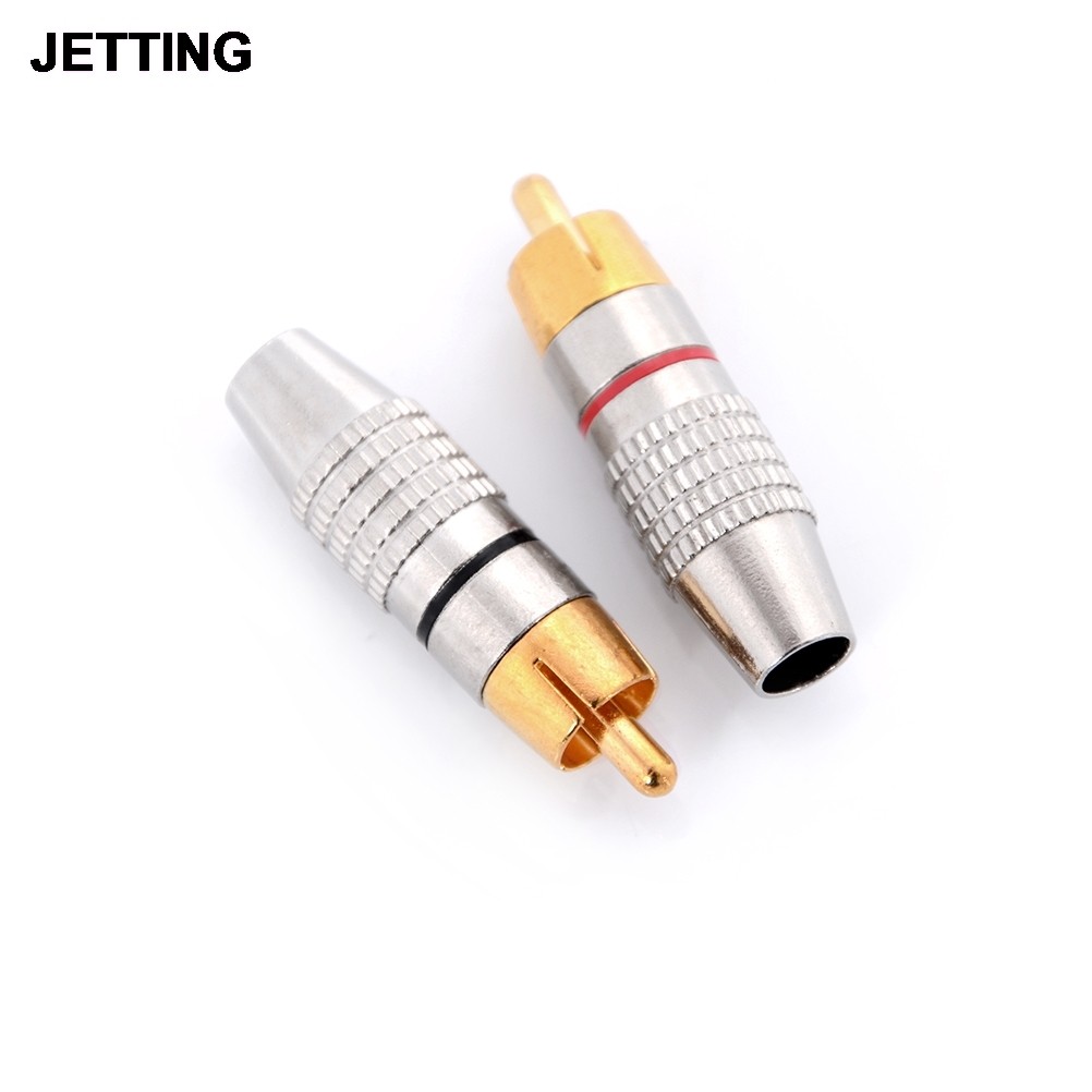 2pcs/set Gold RCA Plug Soldering Audio Video Converter Male to Male Connector Wholesale