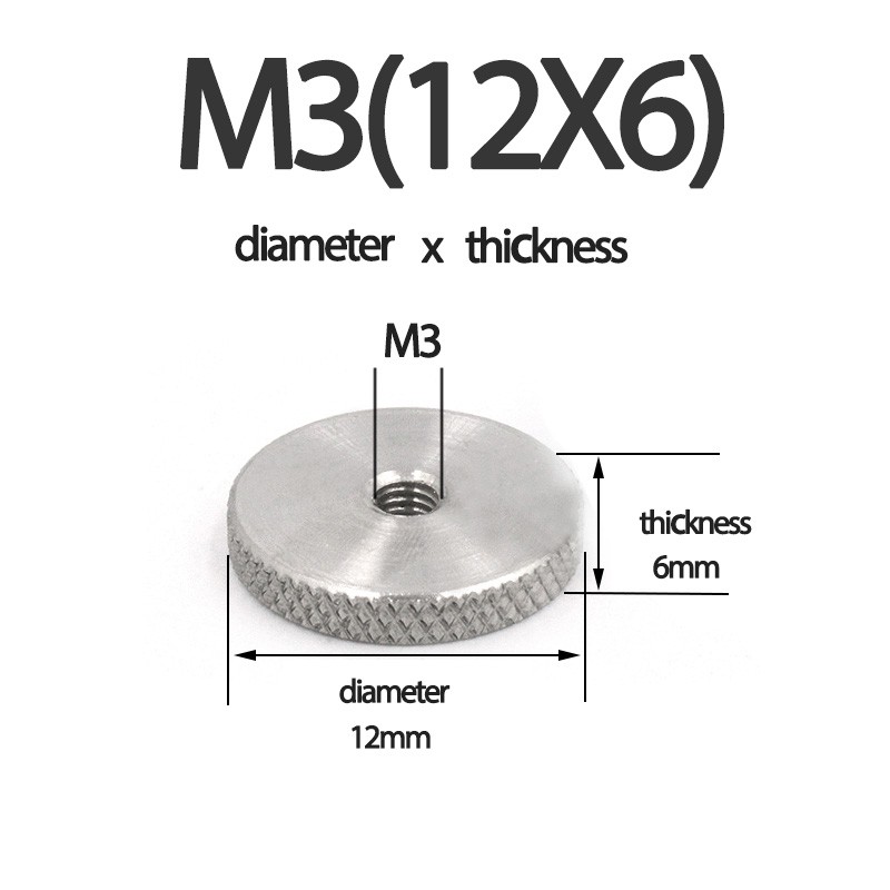 M4 M5 M6 M8 M10 M12 Hand Screw Nuts Knurled Thumb 304 Stainless Steel Flat Head Knurled Round Nut Hardware Fasteners