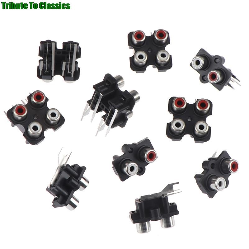 5pcs 2/4 Hole RCA Female Stereo Audio Jack AV Audio Input Connector Jack