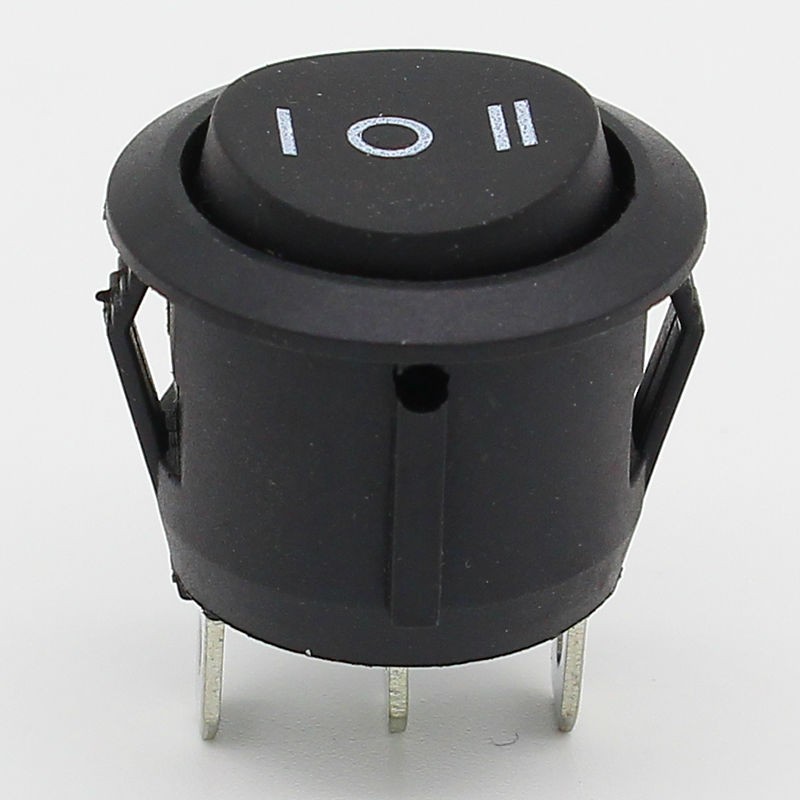 10pcs 23mm Black Round 3 Pin 10A/125V 6A/250V AC 3 Position SPDT ON-OFF-ON Rocker Switch Snap