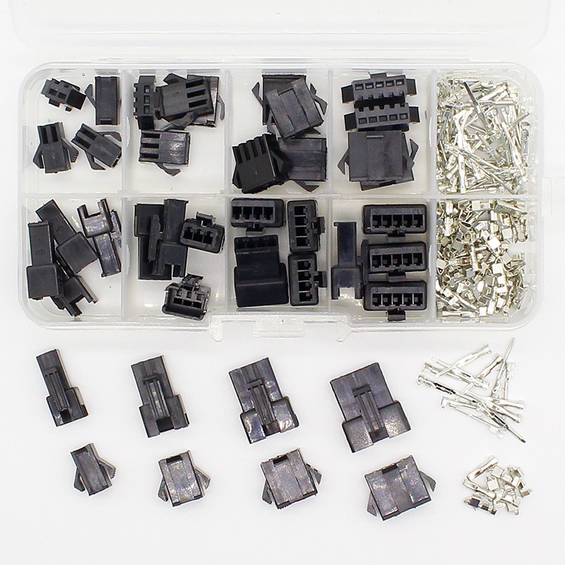 SM2.54 Kits 20 Sets Kit in a Box 2p 3p 4p 5p 2.54mm Pitch Female and Male Header Connectors Adapter