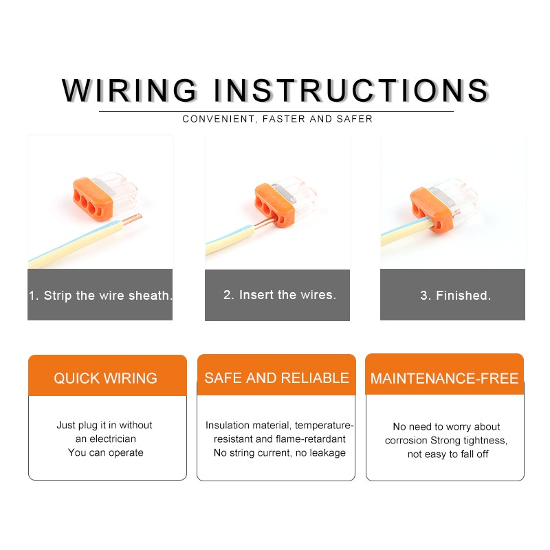 10/30/50/100pcs 2/3/5 Pin Quick Easy Wire Fastener Connector Terminal Block Compact Push In Connector Wiring Connector AWG 20-14