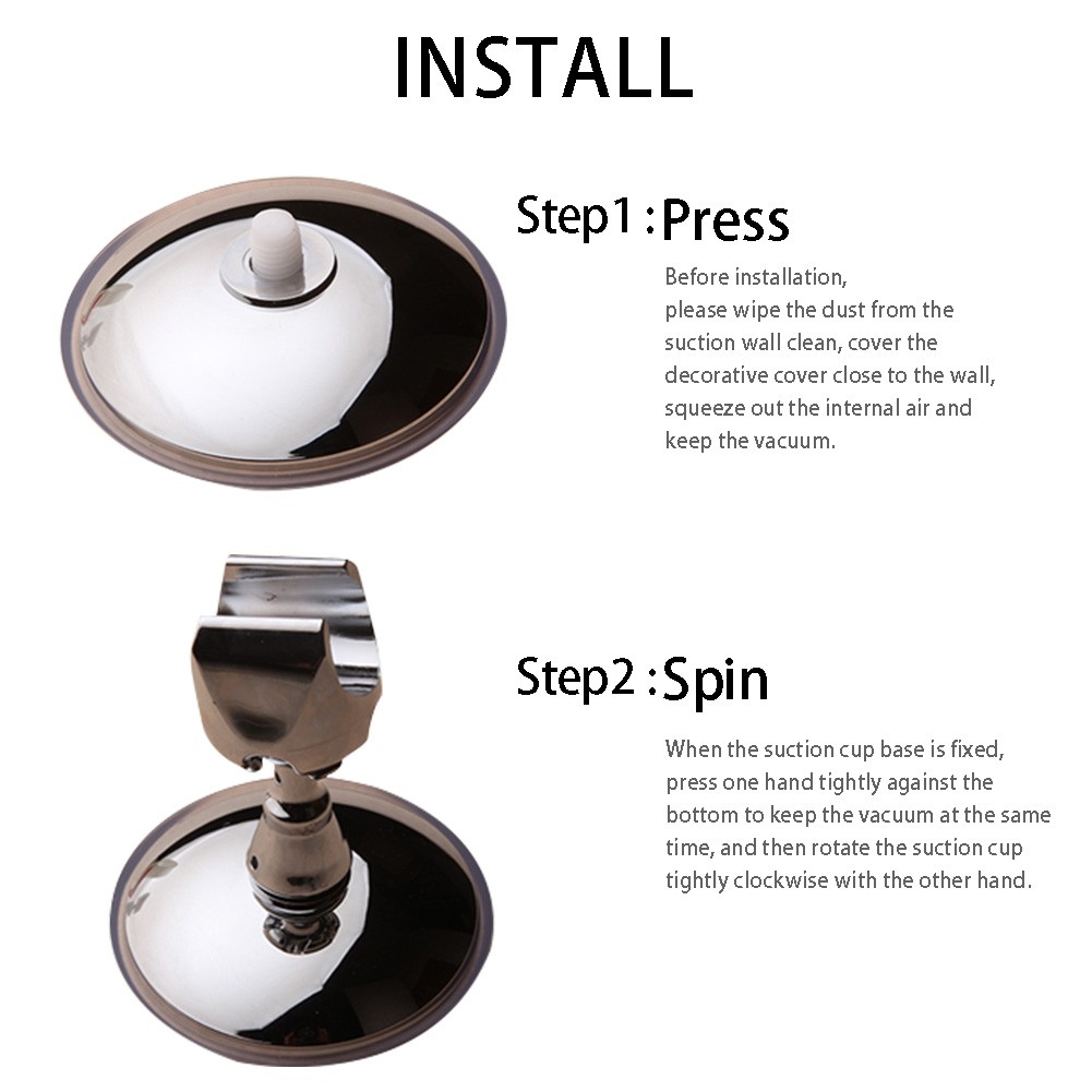 Vacuum Removable Silver Suction Cup Holder Adjustable ABS Wall Mount Portable Shower Head Holder Rack