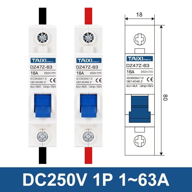 TAIXI Solar Photovoltaic DC PV Circuit Breaker Switch MCB DC250V 500V 1000V 16A 32A 40A 50A 63A Air Switch 100A 125A