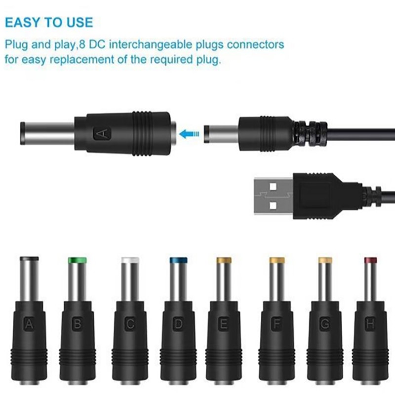 Power Cord Connector USB Port to 6.3*4.0mm 6.0*3.0mm 2.5*0.7mm 3.5*1.35mm 4.0*1.7mm 5.5*2.1mm DC Barrel Jack 5V 3.5mm