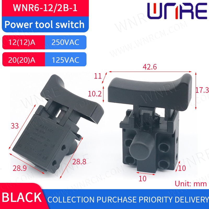 1pc 12A 250V Electric Drill Control Switch Wireless Trigger Switch For Electric Power Tools Drill Switch FA6-12*2B